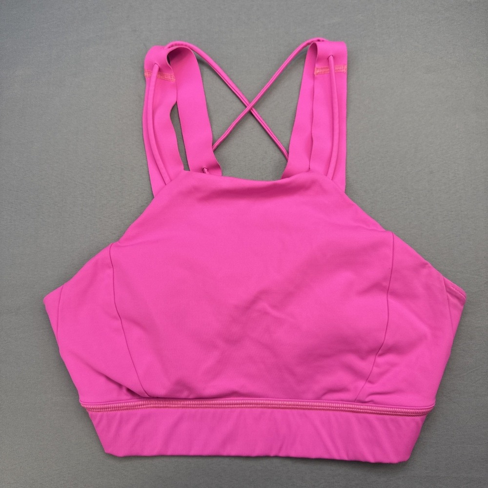 LULULEMON Strong at Heart Bra Medium Support C/D Cup SIZE 10 Fuchsia Hot Pink